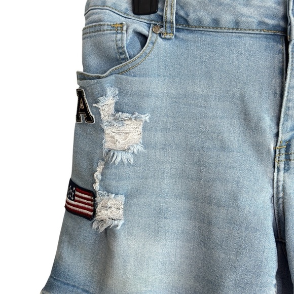 1826 Jeans Bermuda Shorts Womens Plus Size 18 Stretch Denim Distressed Patriotic - Picture 5 of 14